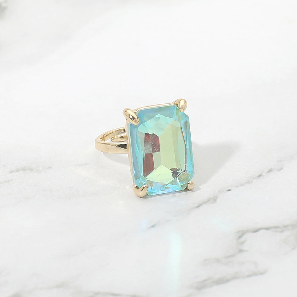 Emerald Radiance Adjustable Crystal Statement Ring