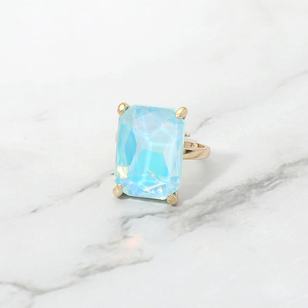 Emerald Radiance Adjustable Crystal Statement Ring