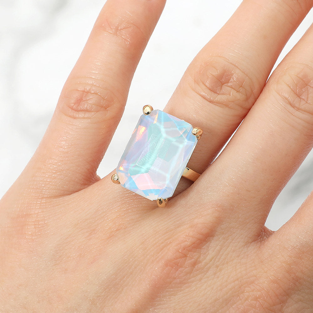 Emerald Radiance Adjustable Crystal Statement Ring