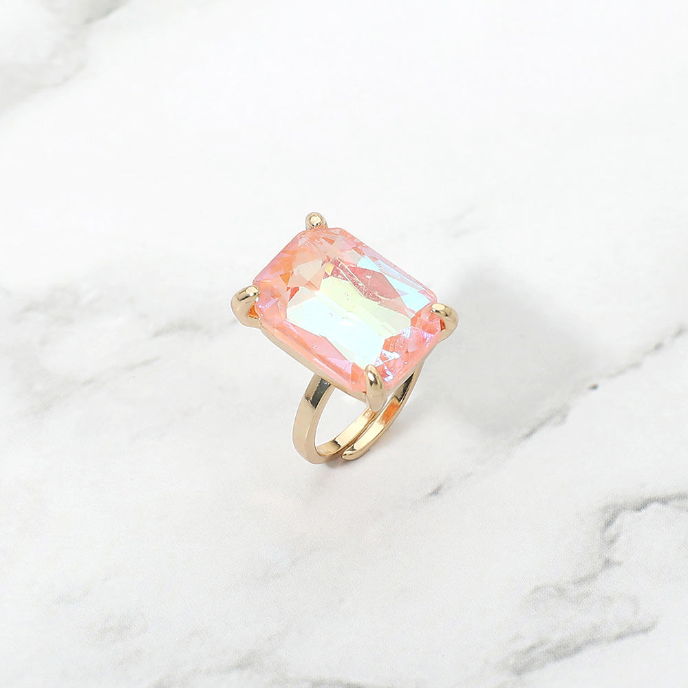 Emerald Radiance Adjustable Crystal Statement Ring