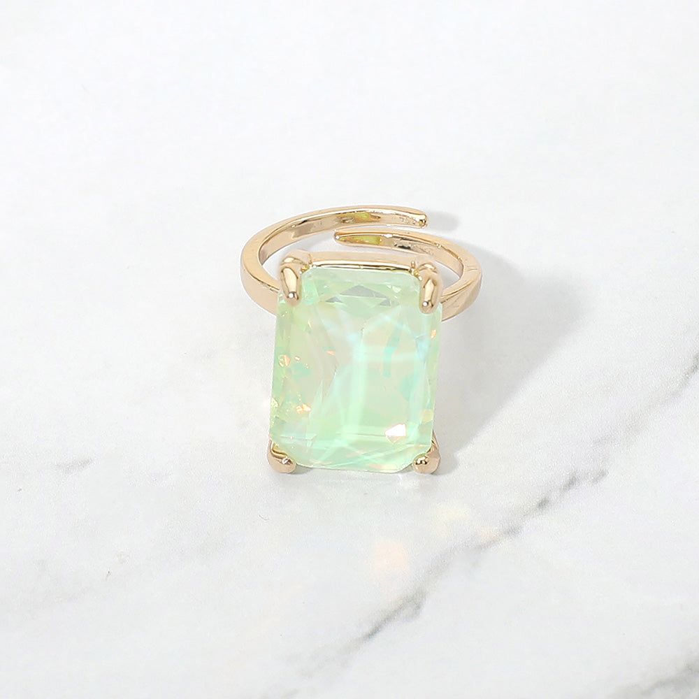 Emerald Radiance Adjustable Crystal Statement Ring