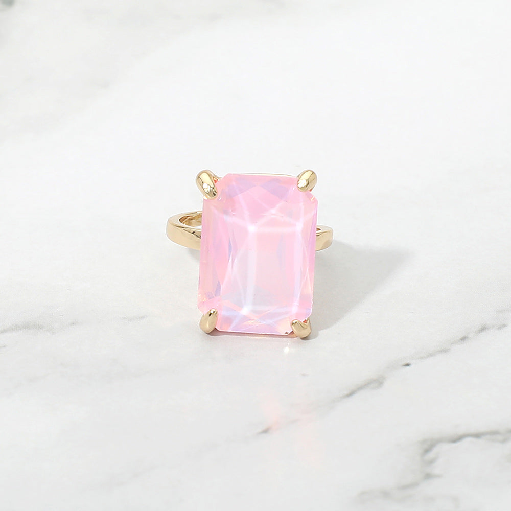 Emerald Radiance Adjustable Crystal Statement Ring