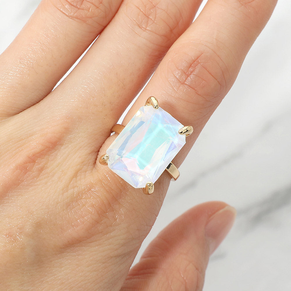 Emerald Radiance Adjustable Crystal Statement Ring