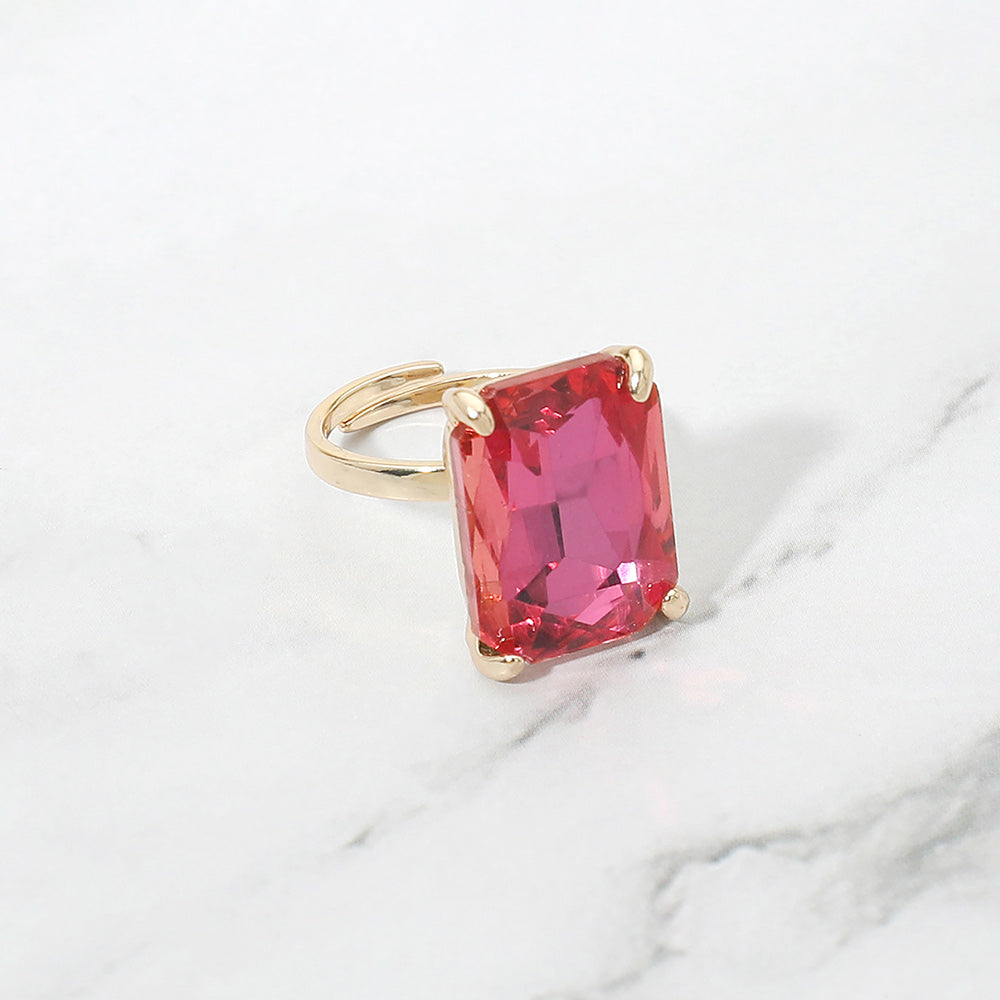 Emerald Radiance Adjustable Crystal Statement Ring