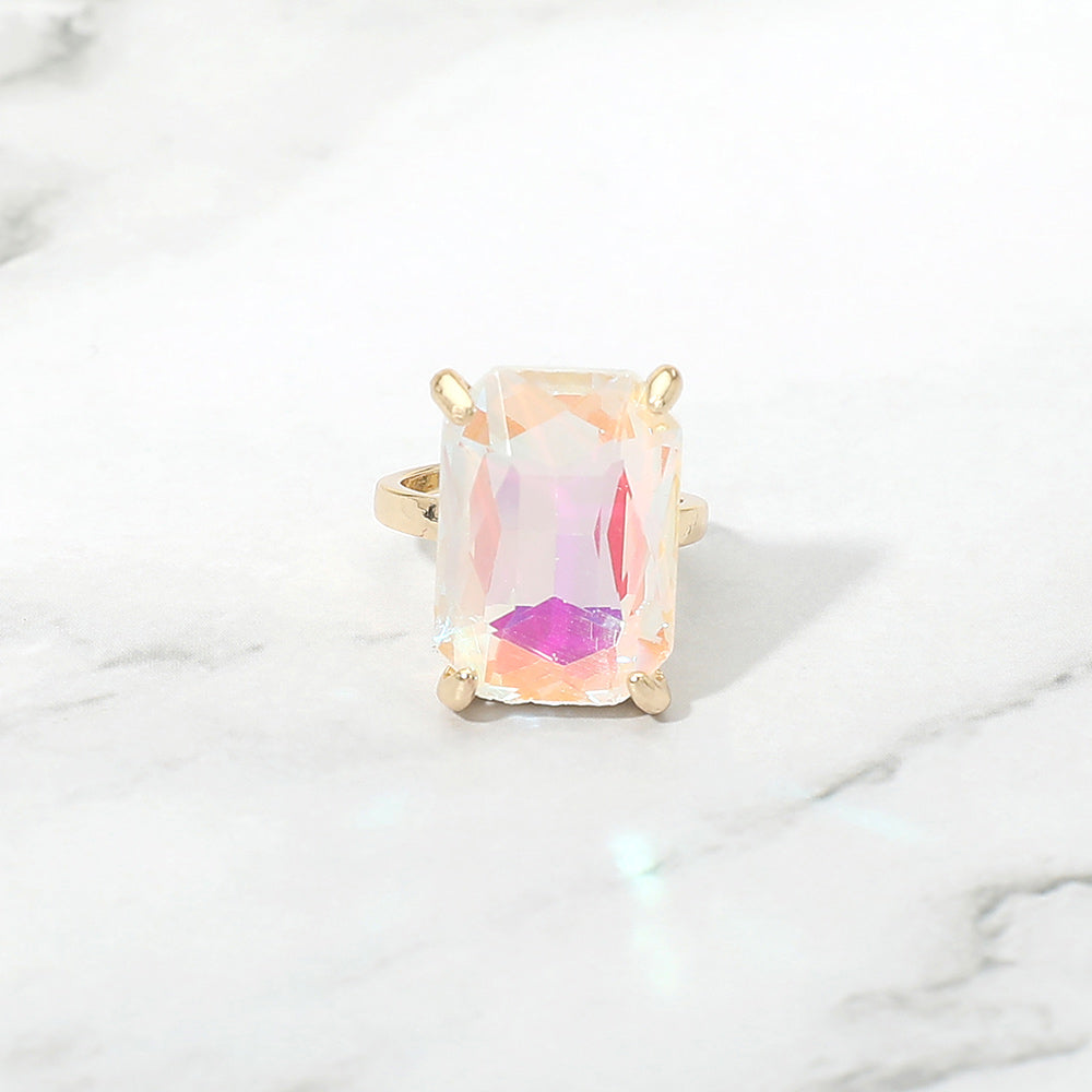 Emerald Radiance Adjustable Crystal Statement Ring