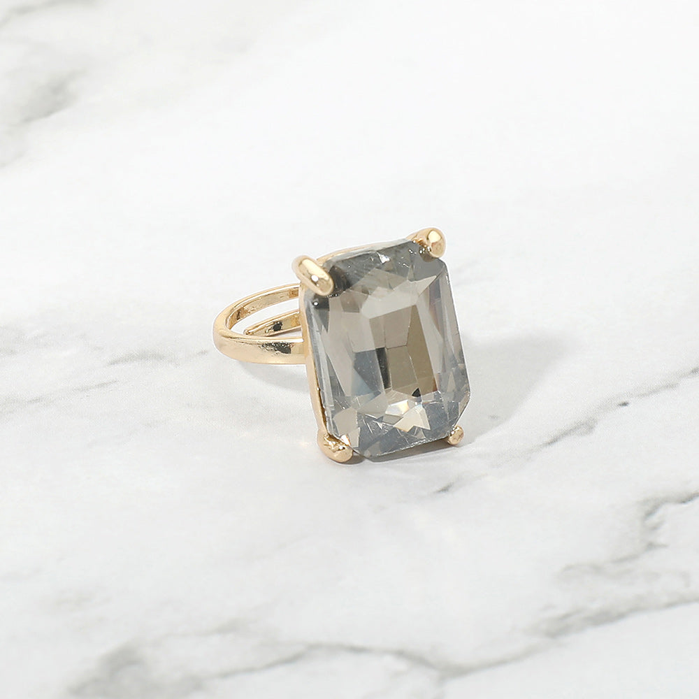 Emerald Radiance Adjustable Crystal Statement Ring