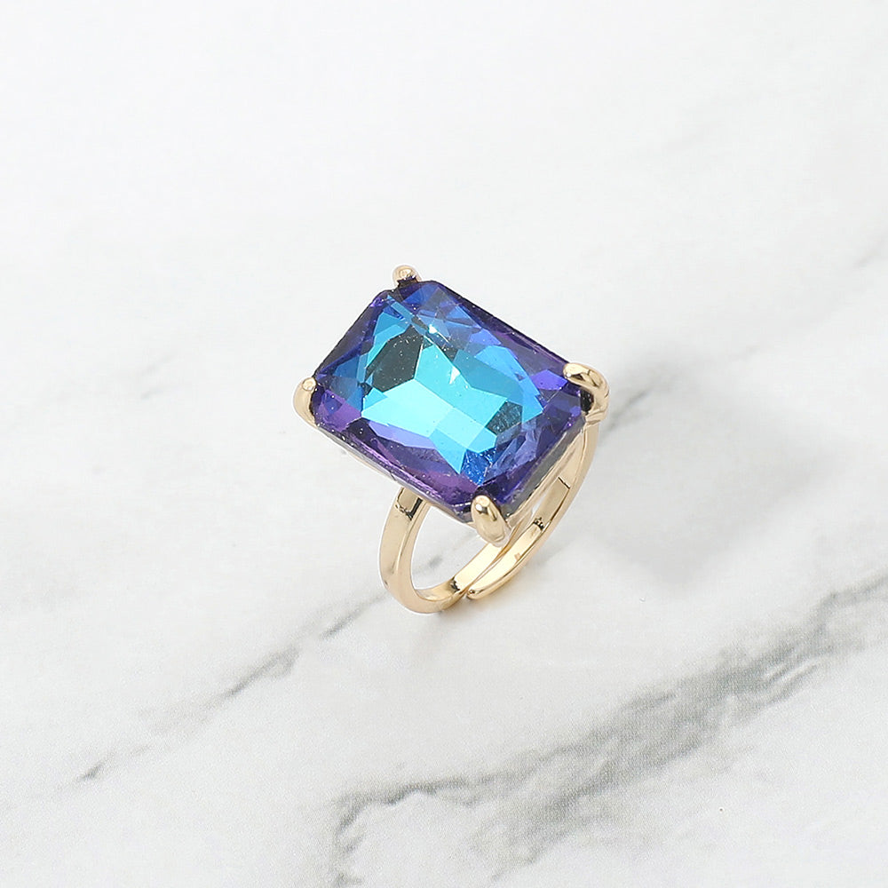 Emerald Radiance Adjustable Crystal Statement Ring