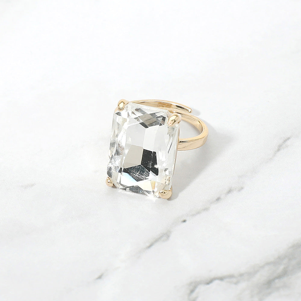 Emerald Radiance Adjustable Crystal Statement Ring