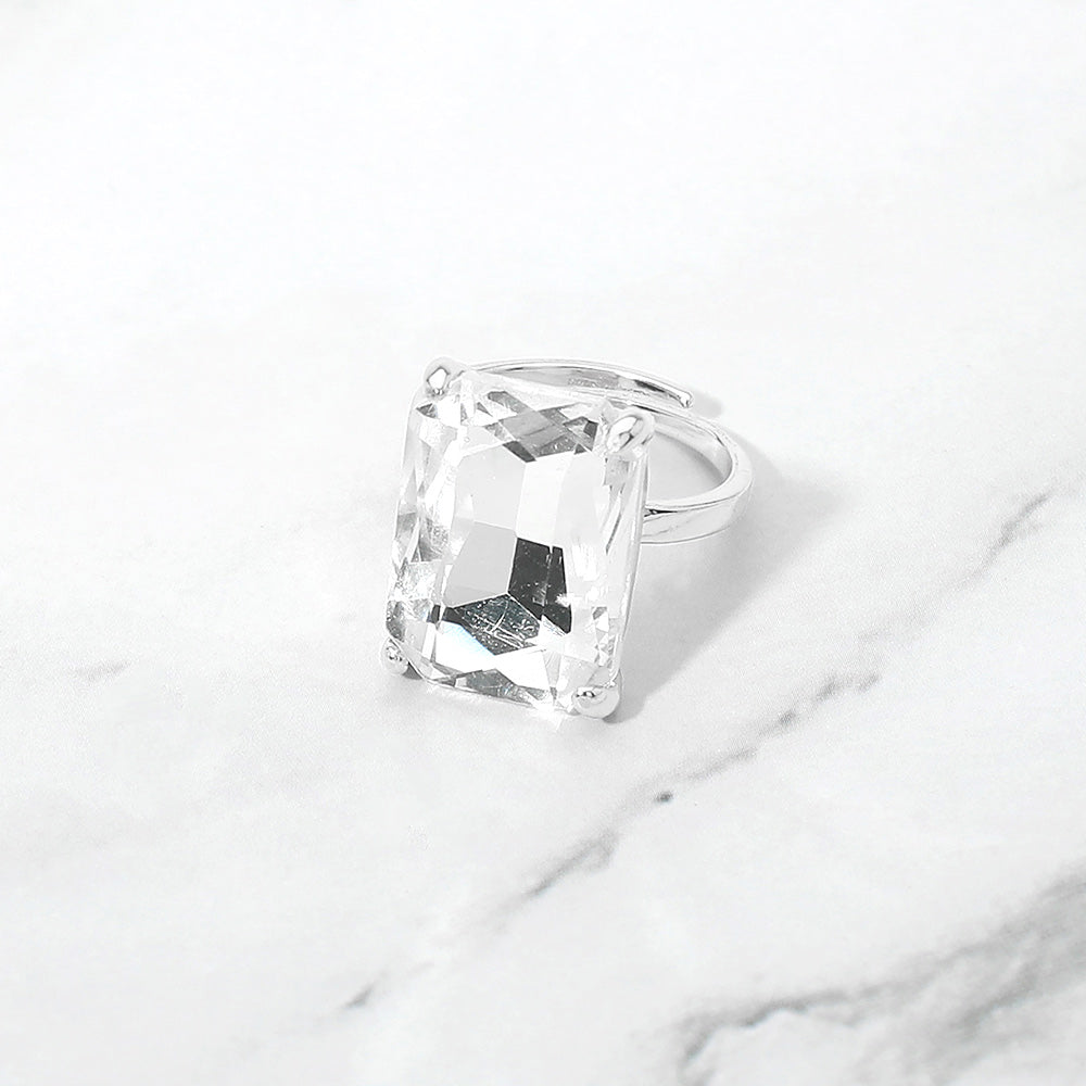 Emerald Radiance Adjustable Crystal Statement Ring