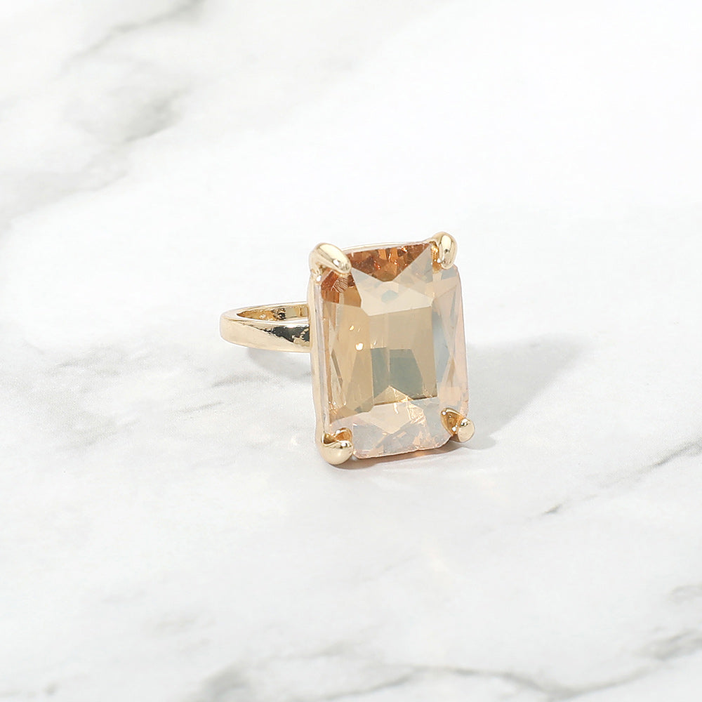 Emerald Radiance Adjustable Crystal Statement Ring