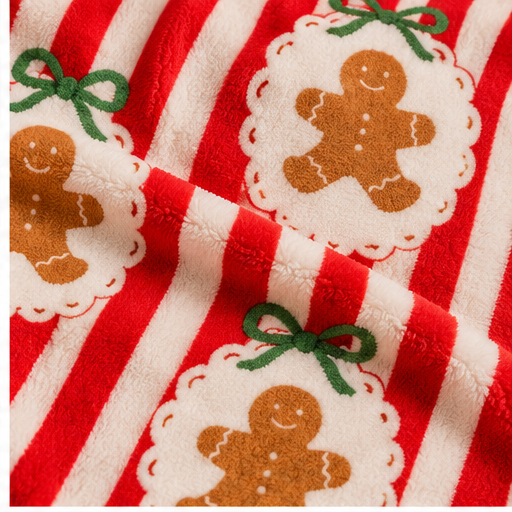 Striped Gingerbread Christmas Fleece Throw Blanket – 50" x 60"