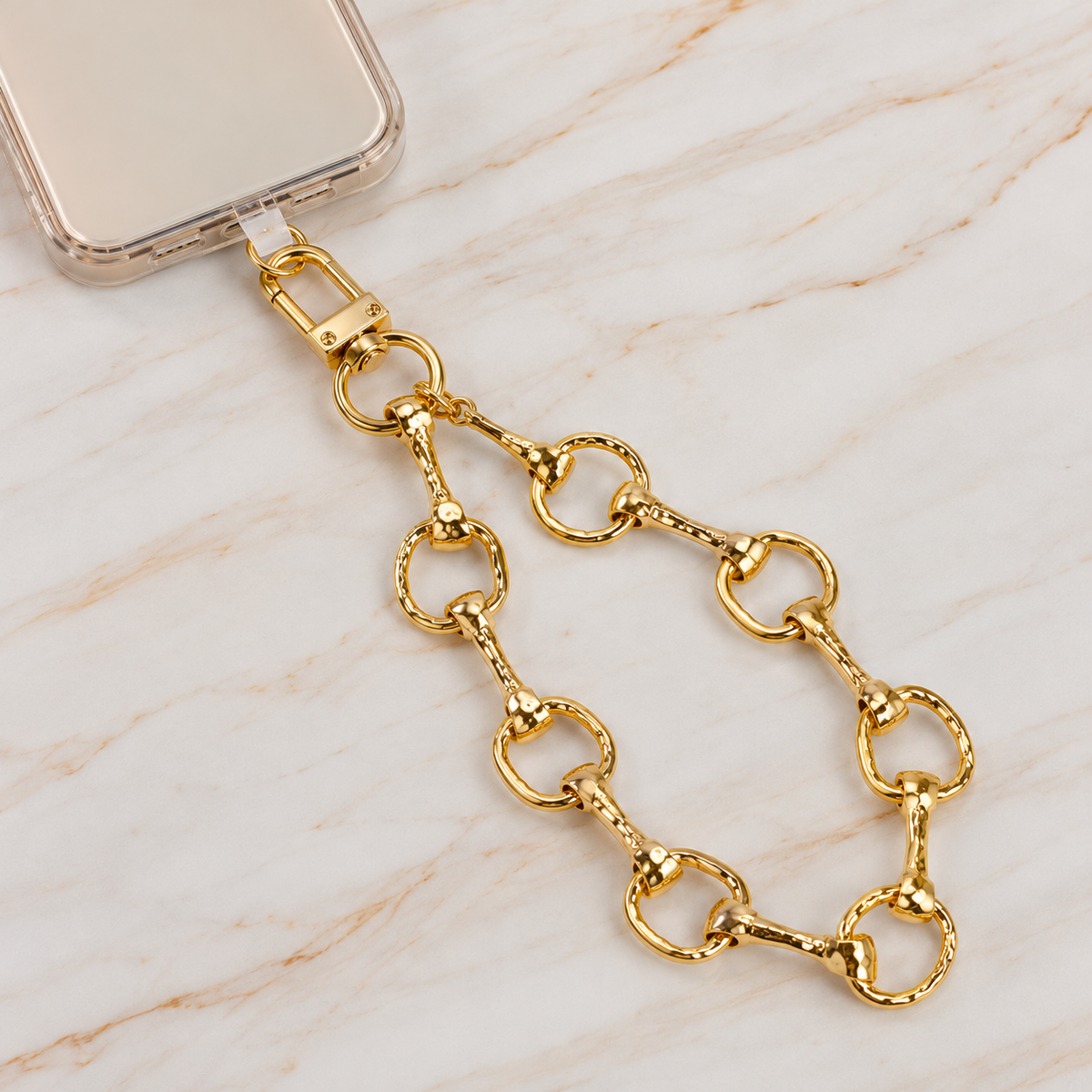 Golden Equestrian Horse Bit Phone Wrist Lanyard