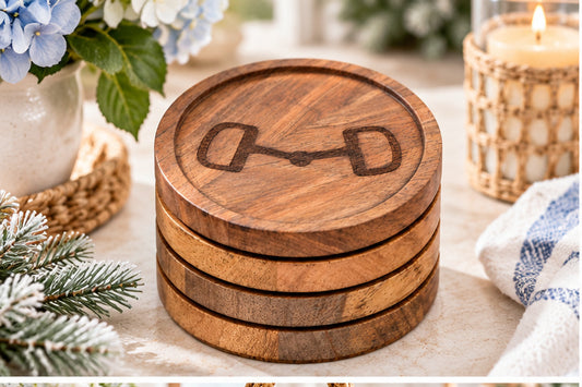 Huntley Equestrian Wooden Horse Bit Coasters – Set of 4