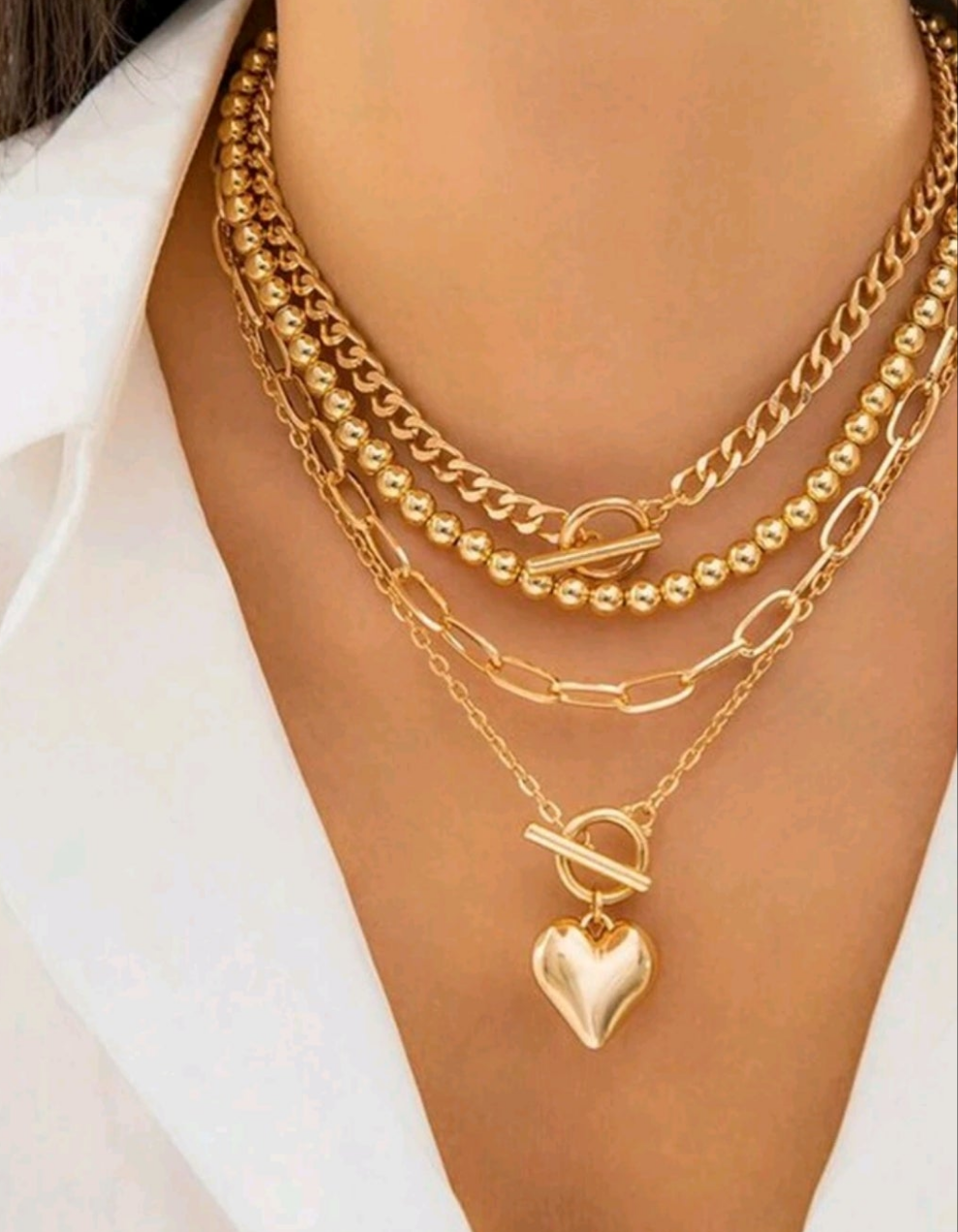 When We Fall In Love 4 Piece Chain Fashion Necklace Set