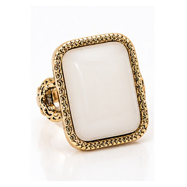 Vintage Rectangular Stone Statement Ring — Antique Gold