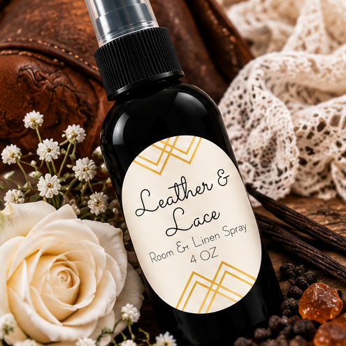 Leather & Lace Room & Linen Spray | Warm Leather & Amber 4 oz