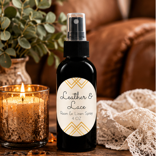 Leather & Lace Room & Linen Spray | Warm Leather & Amber 4 oz