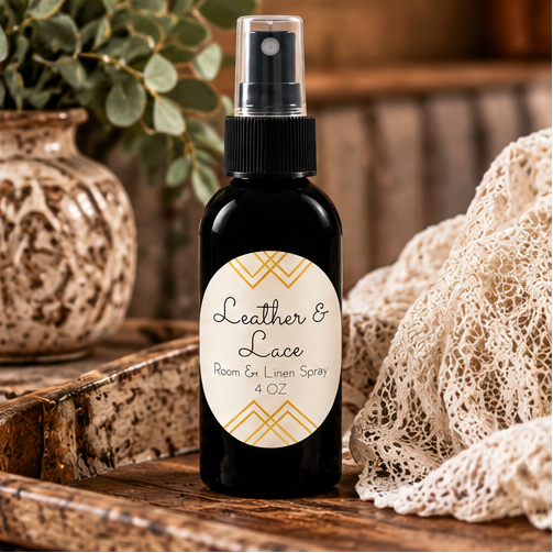 Leather & Lace Room & Linen Spray | Warm Leather & Amber 4 oz