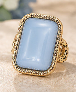 Vintage Rectangular Stone Statement Ring — Antique Gold