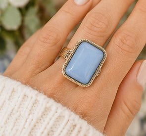 Vintage Rectangular Stone Statement Ring — Antique Gold