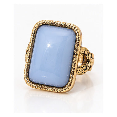 Vintage Rectangular Stone Statement Ring — Antique Gold