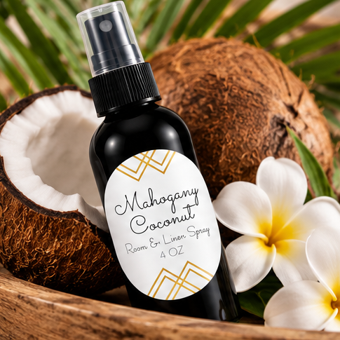 Mahogany Coconut Room & Linen Spray | Warm Wood & Creamy Coconut – 4 oz
