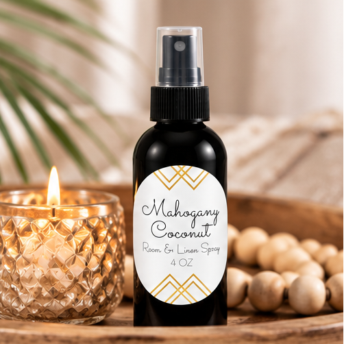 Mahogany Coconut Room & Linen Spray | Warm Wood & Creamy Coconut – 4 oz