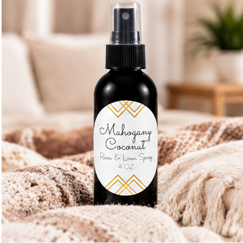 Mahogany Coconut Room & Linen Spray | Warm Wood & Creamy Coconut – 4 oz