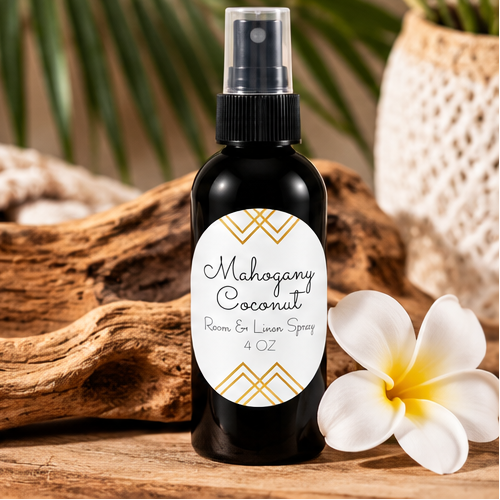 Mahogany Coconut Room & Linen Spray | Warm Wood & Creamy Coconut – 4 oz