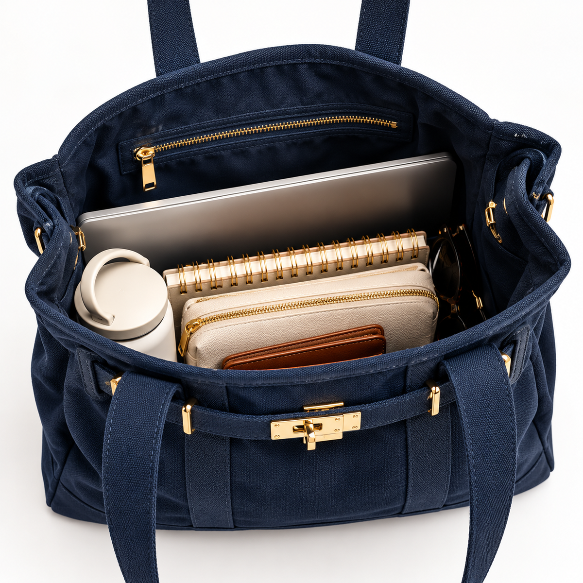 Huntley Equestrian Barnkin Canvas Tote Bag – Classic Navy