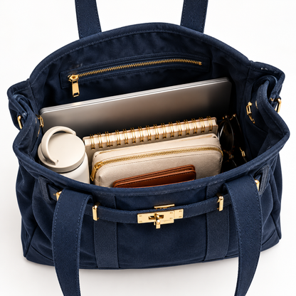 Huntley Equestrian Barnkin Canvas Tote Bag – Classic Navy