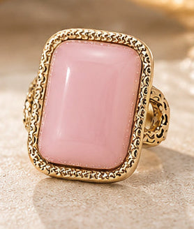 Vintage Rectangular Stone Statement Ring — Antique Gold