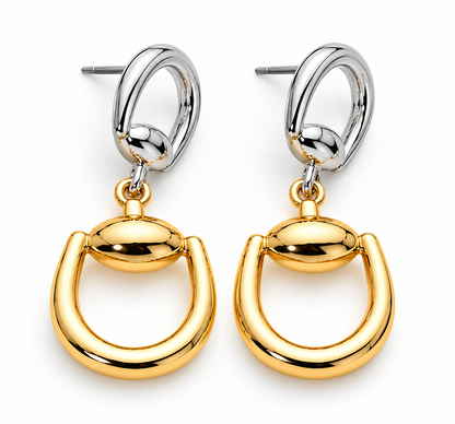 Equestrian Horsebit Link Drop Earrings | Gold, Silver & Two-Tone