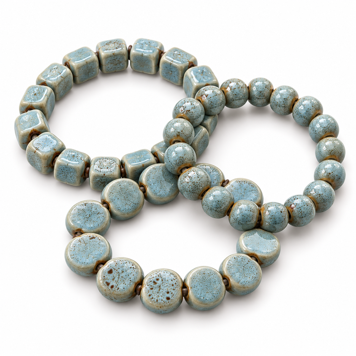 The Blue Skies Clay Bead Bracelet Stack | Powder Blue Set of 3