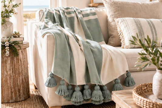 Sage Harbor Tassel Throw Blanket