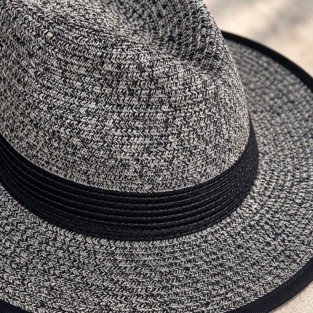 The Montauk Muse Woven Fedora Hat | Black & White