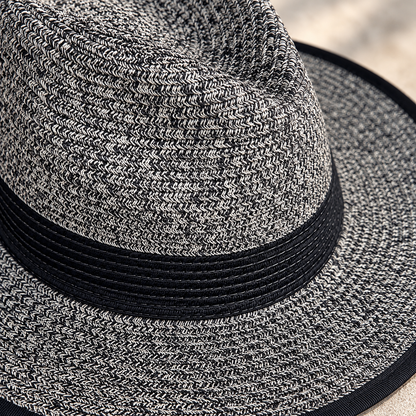 The Montauk Muse Woven Fedora Hat | Black & White