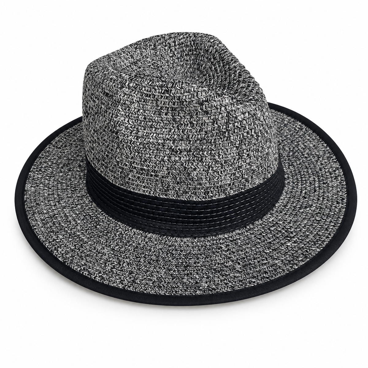 The Montauk Muse Woven Fedora Hat | Black & White