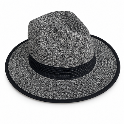 The Montauk Muse Woven Fedora Hat | Black & White