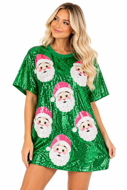 Santa Baby Sequin Christmas Party Shirt | Festive Oversized Sparkle