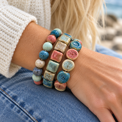 The Coastal Crush Clay Bead Bracelet Stack | Multicolor Set of 3