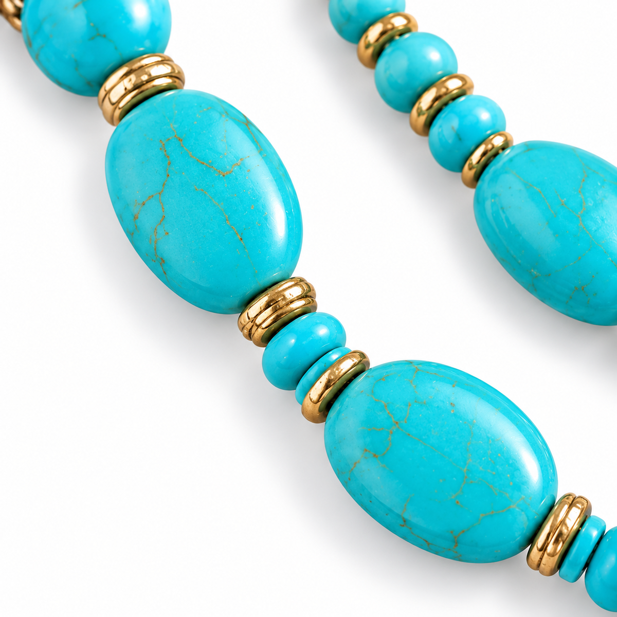 Turquoise & Gold Accent Necklace and Bracelet Set