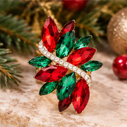 Holiday Radiance Marquise Crystal Statement Stretch Ring