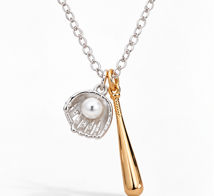 Game Day Darling Baseball Bat & Glove Two-Tone Charm Necklace
