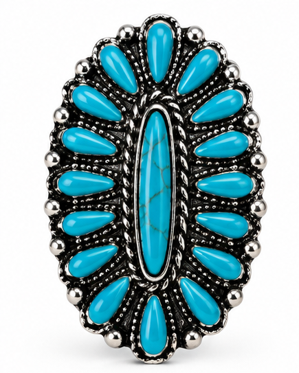 Faux Turquoise Cluster Wild Rag Scarf Slide