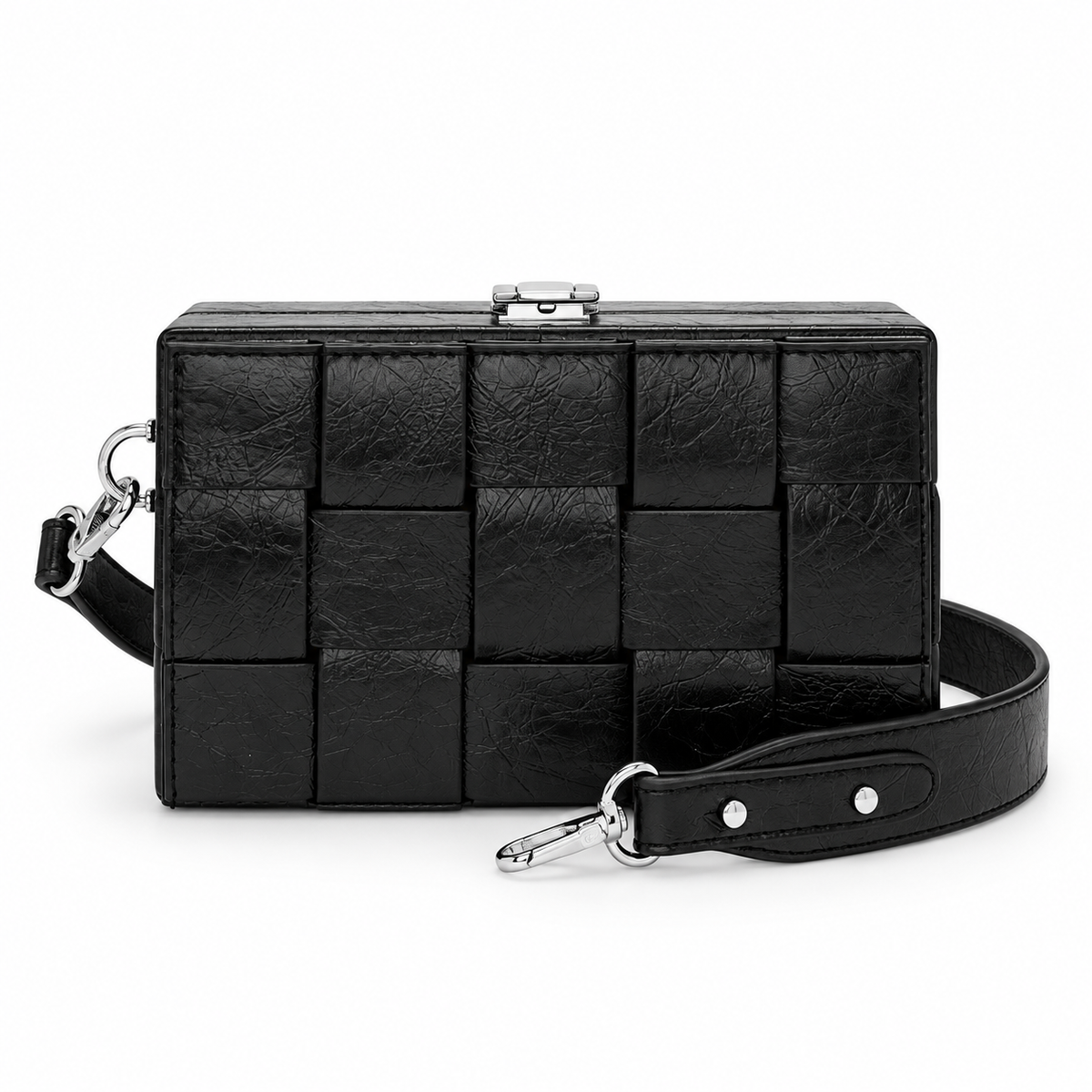 City Weave Structured Box Crossbody Bag