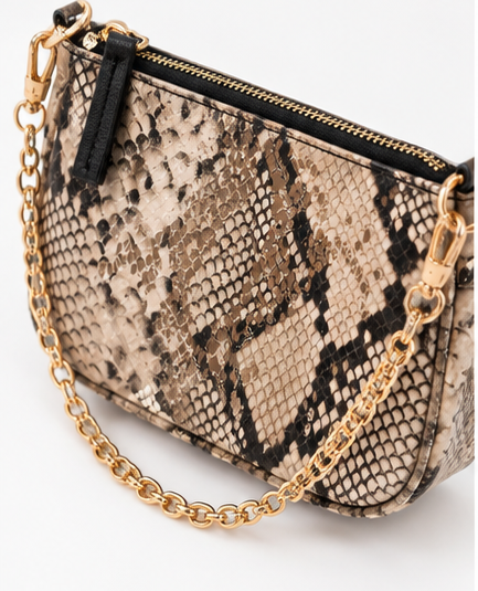 Double the Style 2-in-1 Snake Print Crossbody Bag Set – Black & Neutral