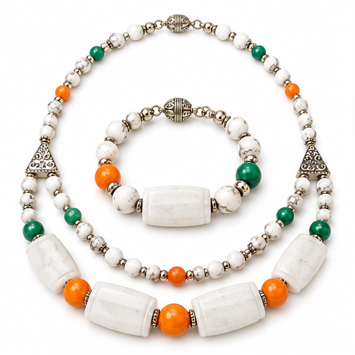 Coastal Charm Howlite & Quartz Necklace and Bracelet Set
