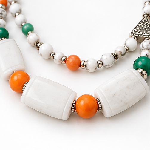 Coastal Charm Howlite & Quartz Necklace and Bracelet Set