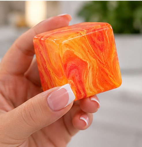 Marbled Cube Squeeze Ball | Super Solid Squish Fidget Toy